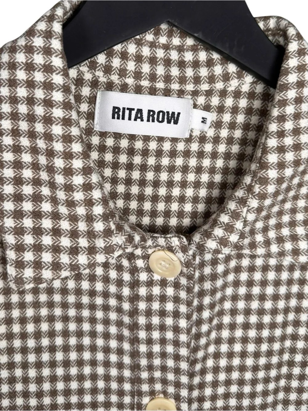 Rita Row Size M 100% Cotton Jannie Checkered Garment Long Button Flannel Shirt
